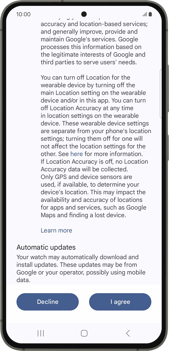 On your phone: Press I agree.