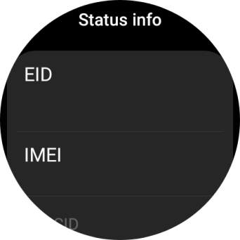 Your smartwatch's EID number is displayed below EID.