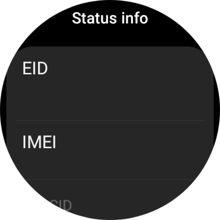 Your smartwatch's EID number is displayed below EID.