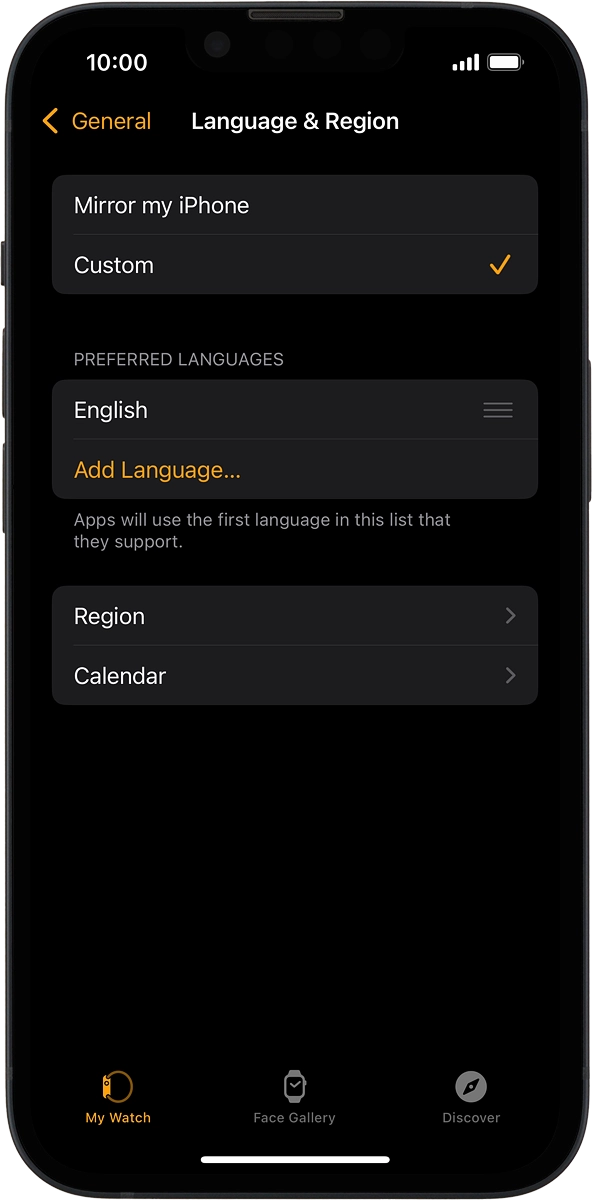 On your phone: Press Add Language....