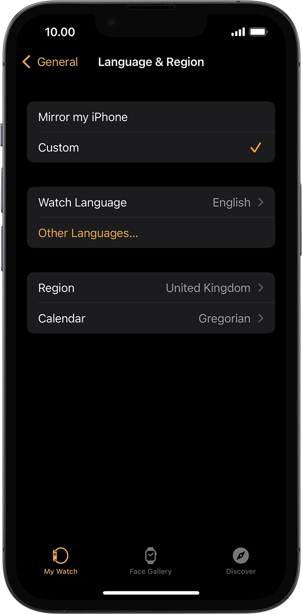 On your phone: Press Watch Language.