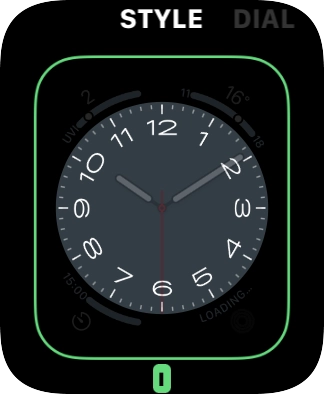 Turn the Digital Crown to change between the different designs.