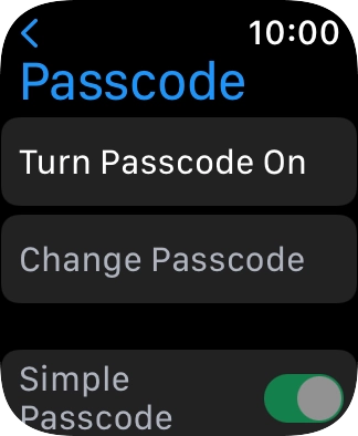 Press Turn Passcode On and key in a lock code of your own choice twice.