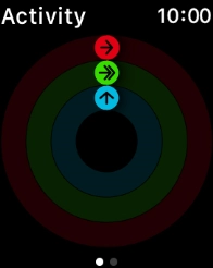 The screen will tell you how far you are from completing your daily activity goals. When the coloured rings are closed, you've reached the goals of your daily activity.