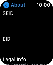 Your Apple Watch EID number is displayed below EID.