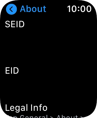 Your Apple Watch EID number is displayed below EID.
