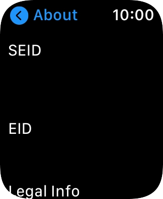 Your Apple Watch EID number is displayed below EID.