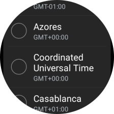 Press the required time zone. Press the required time zone.