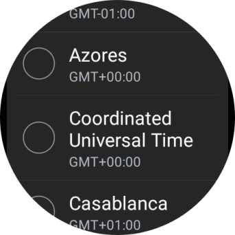 Press the required time zone. Press the required time zone.