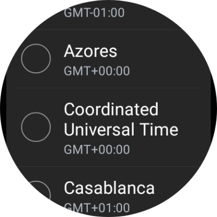 Press the required time zone. Press the required time zone.