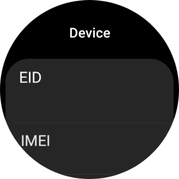 Your smartwatch's EID number is displayed below EID.