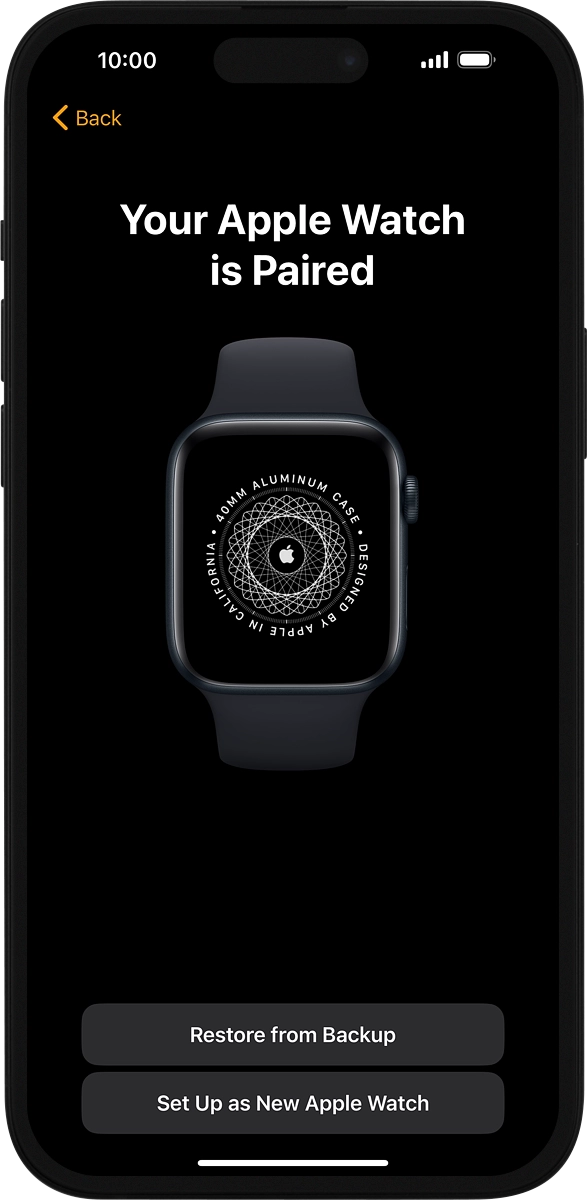 On your phone: Press Set Up as New Apple Watch.