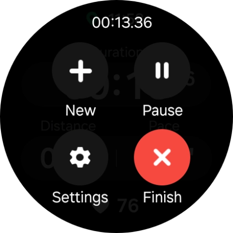 Press Finish to end an activity.