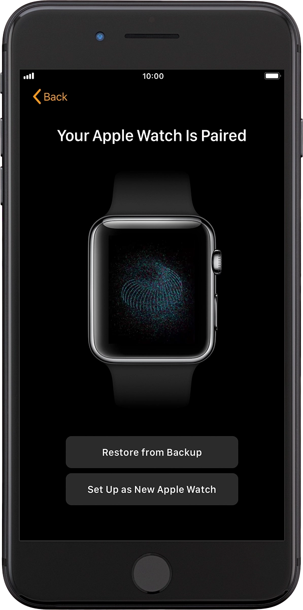 On your phone: When this screen is displayed, your Apple Watch is connected to your phone.