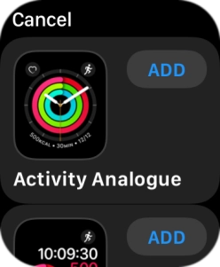 Press the required watch face.