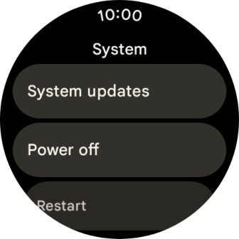 Press System updates. If a new software version is available, it's displayed. Follow the instructions on the screen to update the smartwatch software.