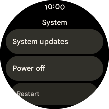 Press System updates. If a new software version is available, it's displayed. Follow the instructions on the screen to update the smartwatch software.
