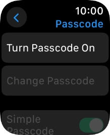 Press Turn Passcode On and key in a lock code of your own choice twice.