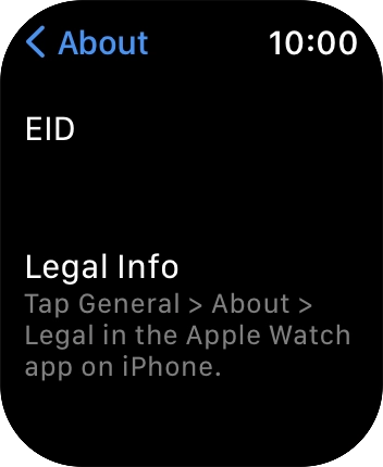 Your Apple Watch EID number is displayed below EID.