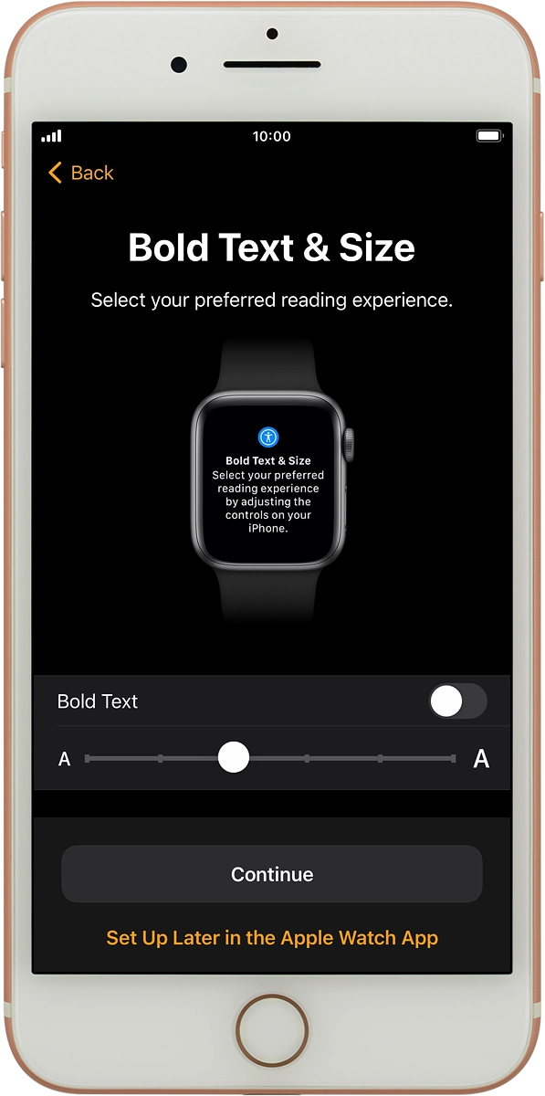 On your phone: Follow the instructions on the screen to select the required settings and press Continue.