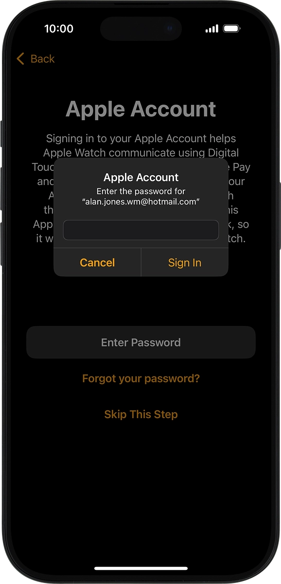 On your phone: Key in the password for your Apple ID and press Sign In.