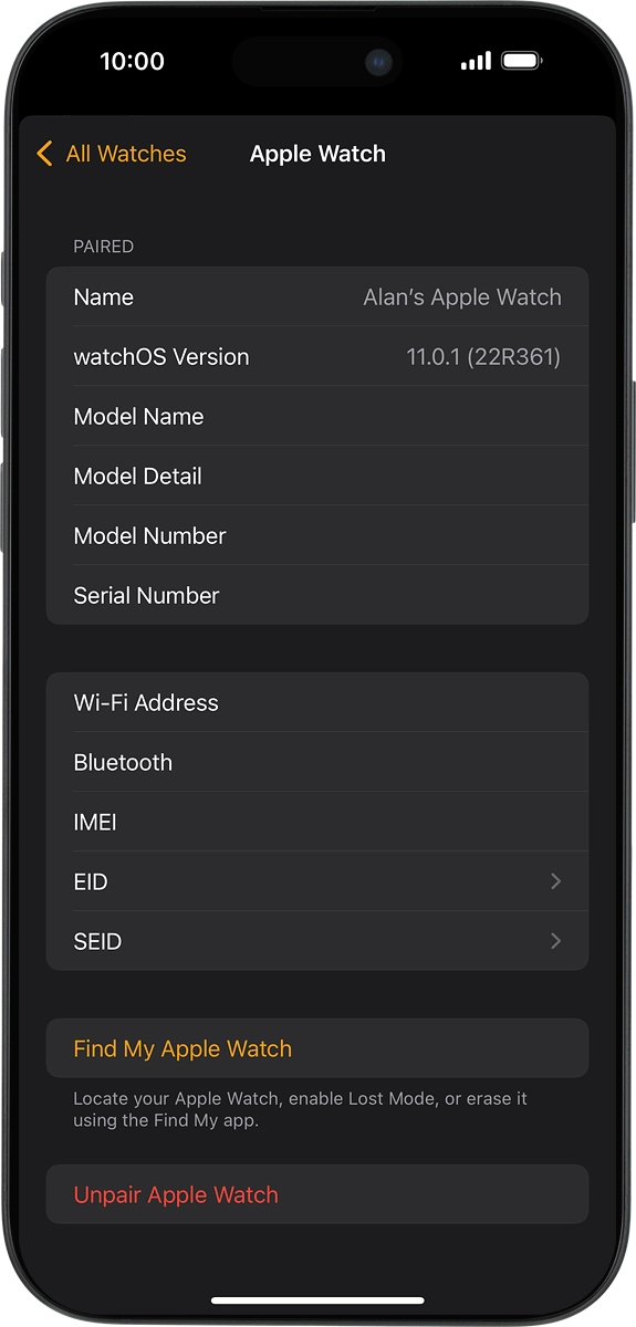 On your phone: Press Unpair Apple Watch.