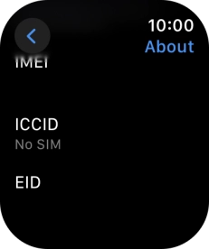 Your Apple Watch EID number is displayed below EID.