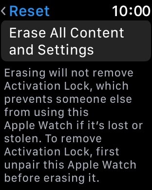 Press Erase All Content and Settings.