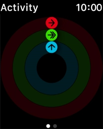 The screen will tell you how far you are from completing your daily activity goals. When the coloured rings are closed, you've reached the goals of your daily activity.
