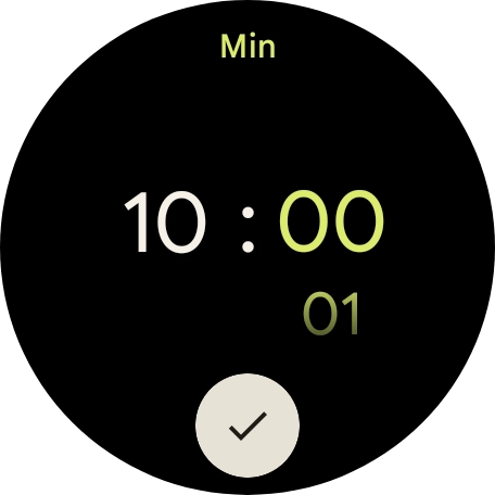 Slide your finger up or down on the screen to set the required time.