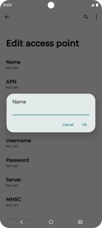 Key in Vodafone Internet and press OK.