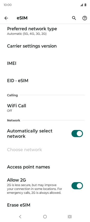 Press Erase eSIM.