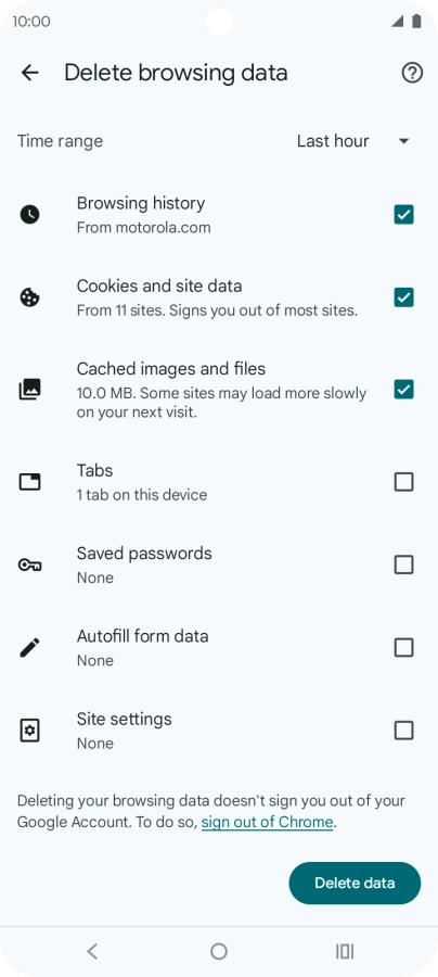 Press Delete data. Press Delete data.