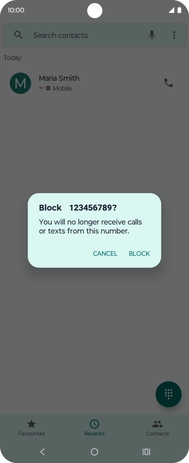 Press BLOCK to block the number. Press BLOCK to block the number.