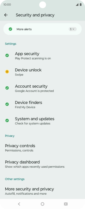 Press More security and privacy.