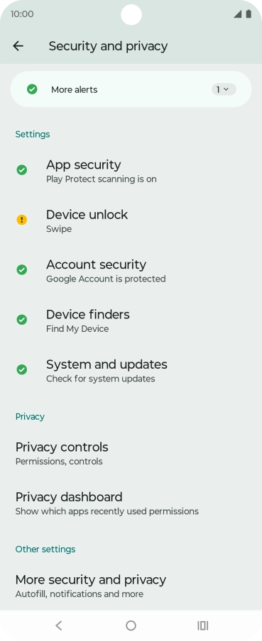 Press More security and privacy.