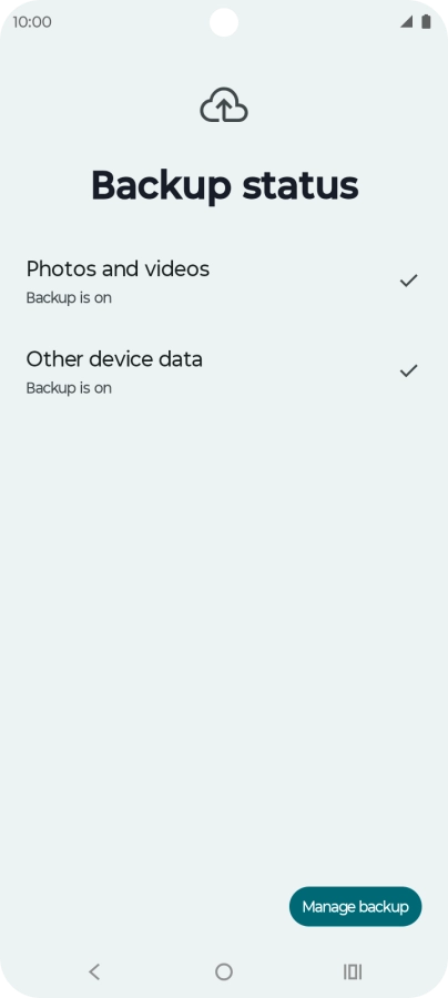 Press Manage backup. Press Manage backup.
