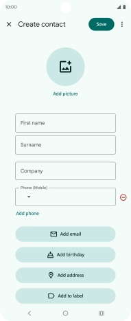 Press First name and key in the required first name. Press First name and key in the required first name.