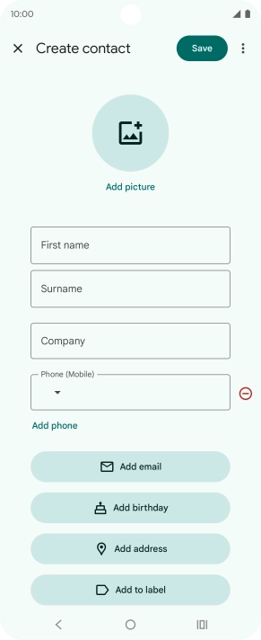 Press First name and key in the required first name. Press First name and key in the required first name.