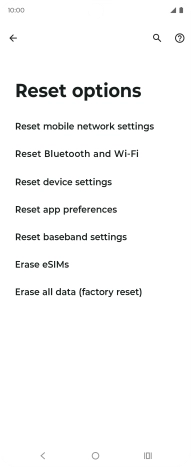 Press Erase all data (factory reset).