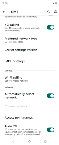 Press Preferred network type.