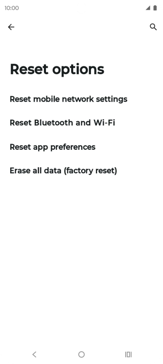 Press Erase all data (factory reset). Press Erase all data (factory reset).
