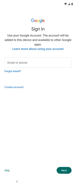 When this screen is displayed, your phone is ready to restore content from a Google One backup.
