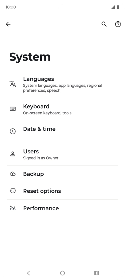 Press Reset options.