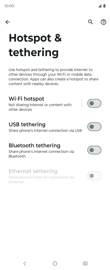 Press Wi-Fi hotspot. Press Wi-Fi hotspot.