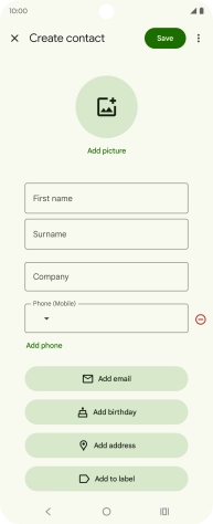 Press First name and key in the required first name. Press First name and key in the required first name.