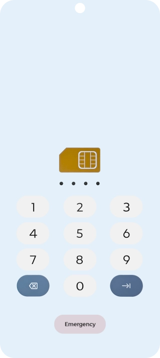 If your SIM is locked, key in your PIN and press arrow right. If your SIM is locked, key in your PIN and press arrow right.