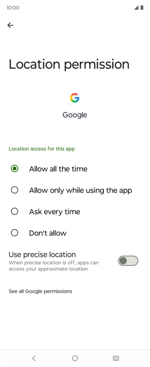 Press the required setting to turn the function on or off.