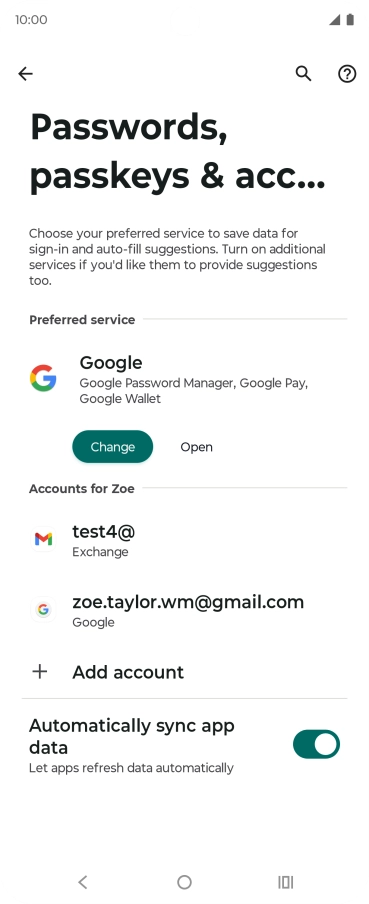 Press the required email account. Press the required email account.