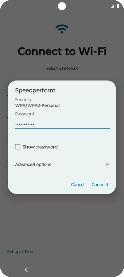 Key in the password for the Wi-Fi network and press Connect. Key in the password for the Wi-Fi network and press Connect.